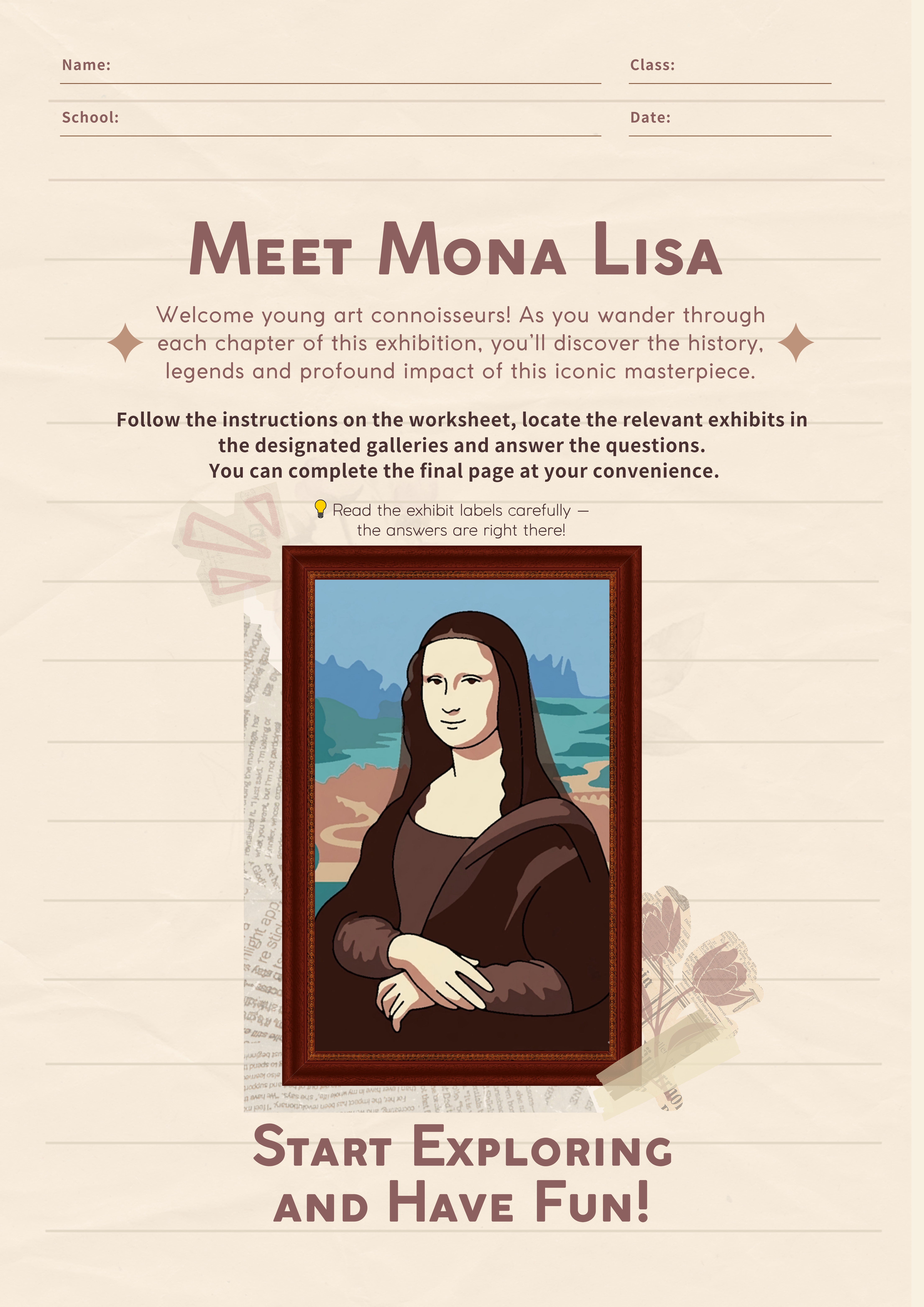 "The Hong Kong Jockey Club Series: Meet Mona Lisa & Portraying the Renaissance" Exhibition Worksheet